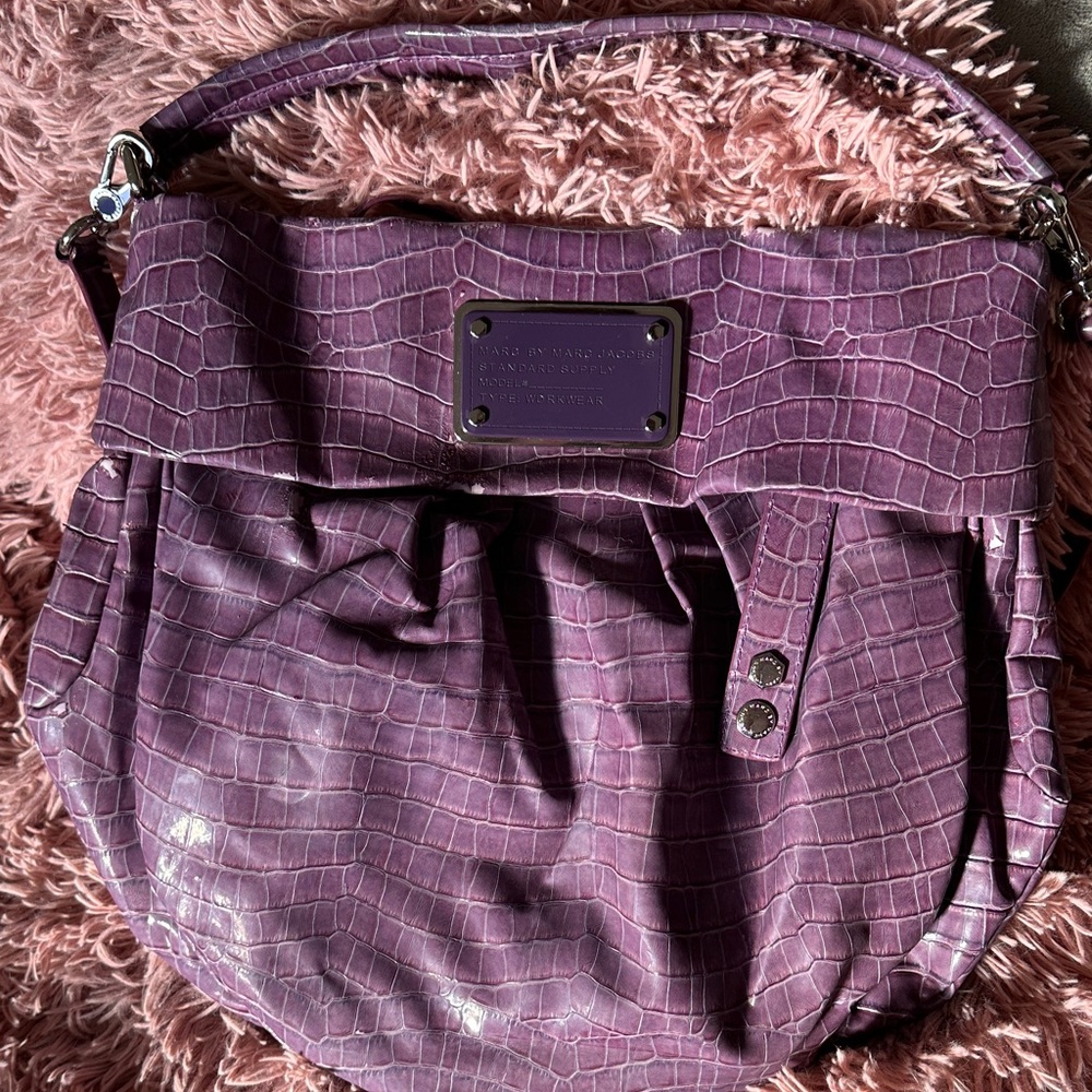 Marc By Marc Jacobs Purple Embossed Shoulder Bag